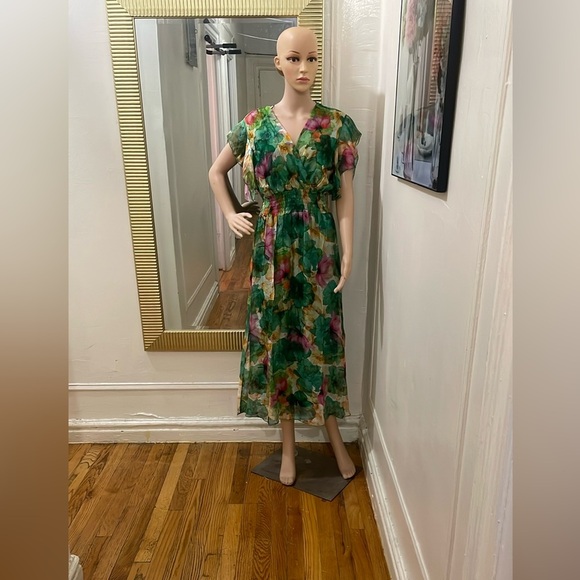 Dresses & Skirts - Le Ragazze Green Floral Dress made in Italy